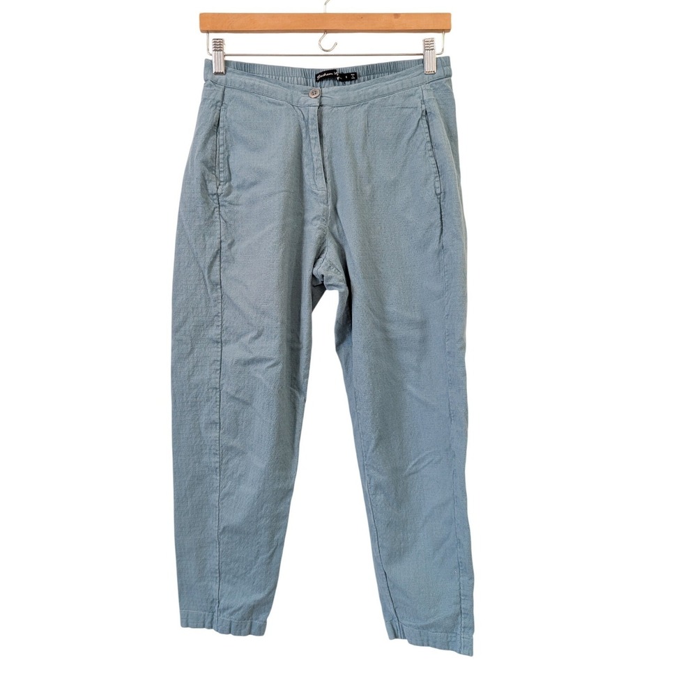 Gudrun Sjoden Blue Organic Cotton Linen Tapered Pants Womens Size S Sustainable